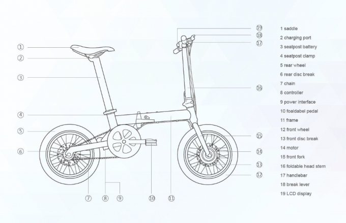 200 - 250w Foldable Electric Bike , 16 Inch Brushless Electric Bike Compact Structure