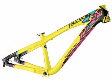 China Aluminum All Mountain Dirt Jump Bike Frame 100 - 140 Mm Travel Yellow Color supplier