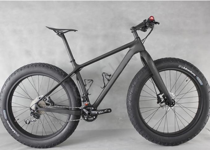 Black Full Carbon Fiber Fat Bike Frame Customized Painting For Snow Bike
