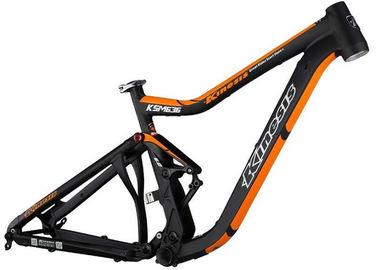 China Mtb AM Mountain Bike Frame Black / Orange Color Smooth Welding 152mm Travel supplier