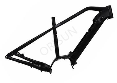 China Black Electric Mountain Bike Frame , Aluminum Alloy Motorized Bicycle Frame supplier