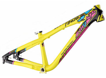 Aluminum All Mountain Dirt Jump Bike Frame 100 - 140 Mm Travel Yellow Color supplier