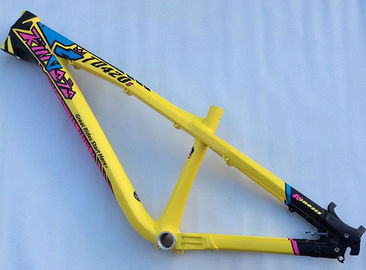 Aluminum All Mountain Dirt Jump Bike Frame 100 - 140 Mm Travel Yellow Color supplier