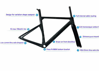 700c Road Racing Aerodynamic Bike Frame Internal Cable Routing Superlight 950g supplier